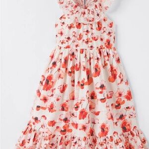 Matilda Jane Floral Ruffle Dress - Red and White